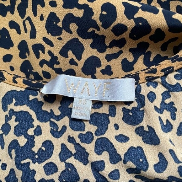 NWT WAYF Top Esther Collar Cheetah Print Blouse Ruffled Pointed Collar Size XS - Picture 8 of 11